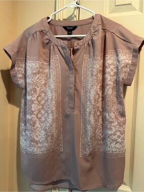 Simply Vera Vera Wang Mauve Printed Short Sleeve Blouse